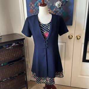 Dress Barn Misses dresses | Fit and Flare | Navy Blue Floral Coat Dress | size 6